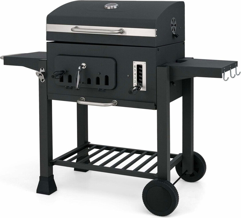 Kullgrill med sammenleggbare bord og justerbar varme