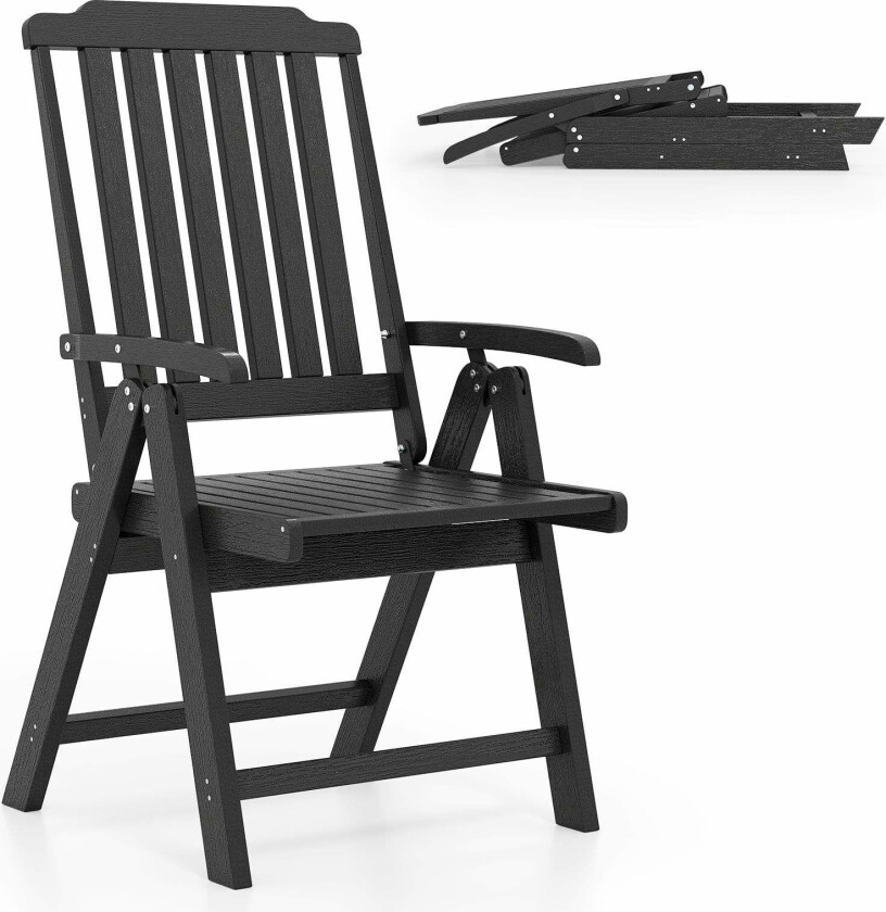 Sammenleggbar hagestol – værbestandig, ergonomisk, svart