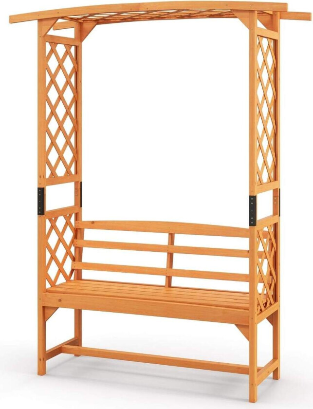 Hagebue i tre med benk og klatrestøtte – 2-seter