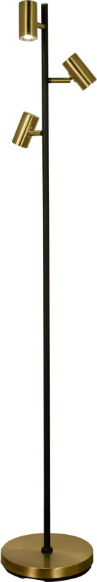 SYLINDER golvlampe 3-lys, svart/messing, 3 x 5W LED