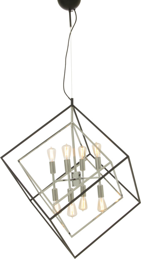 CUBES taklampe stor, svart/krom, 8 x E14
