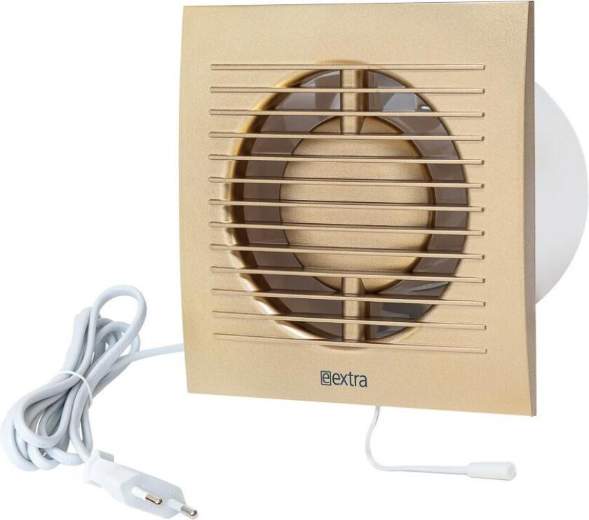 E-EXTRA Elektrisk vifte Ø125mm m/kabel og bryter Gull