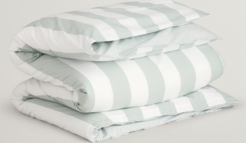 Sengesett Stripe Percale Clay-Green 140x220