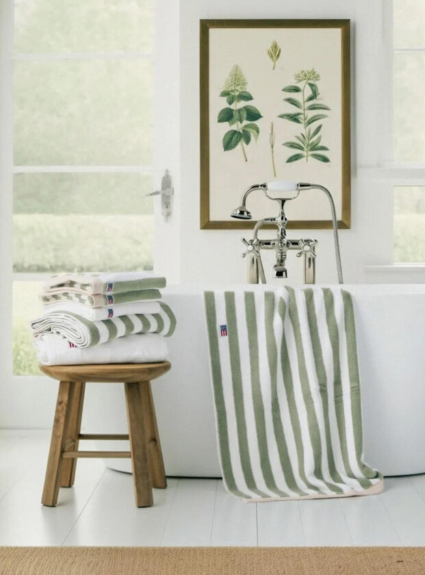 Håndkle Block Stripe VintageGreen 50x70