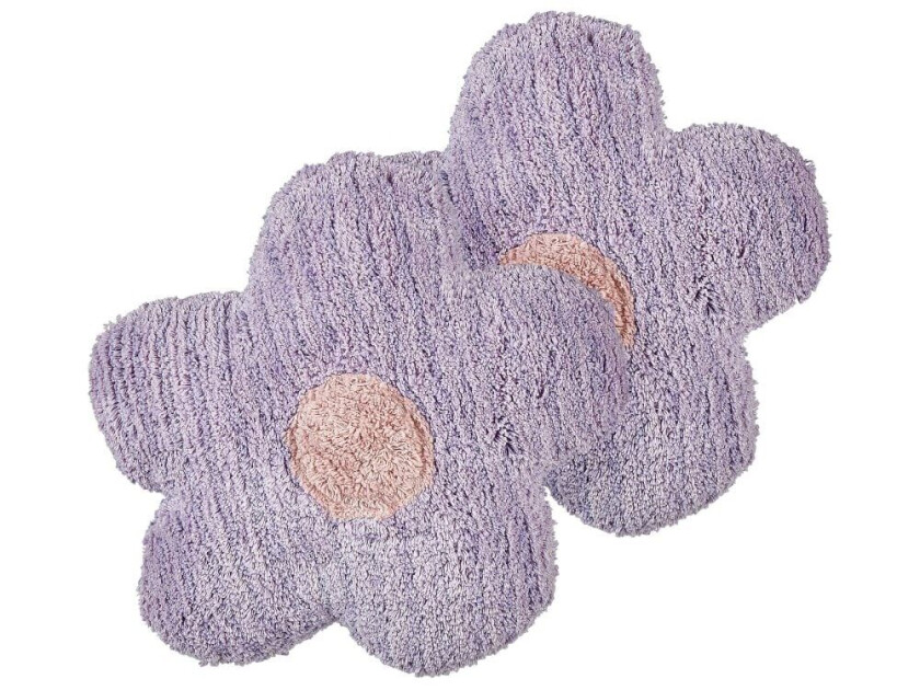 Sett med 2 pynteputer Fiolett Bomull 30 x 30 cm Blomsterform Avtakbare trekk Dekorasjon Tekstiler Barnerom Barneputer