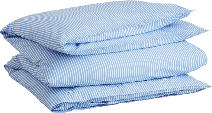 Sengesett Shirt Stripe Waterfall-Blue 140x220cm