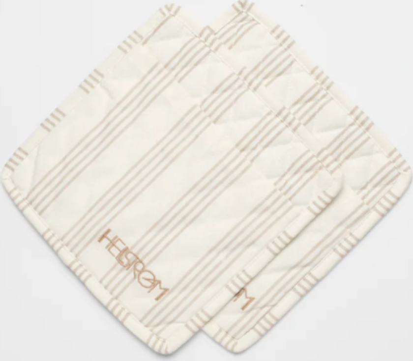 Grytekluter Kremhvit-Beige Striper 2pk