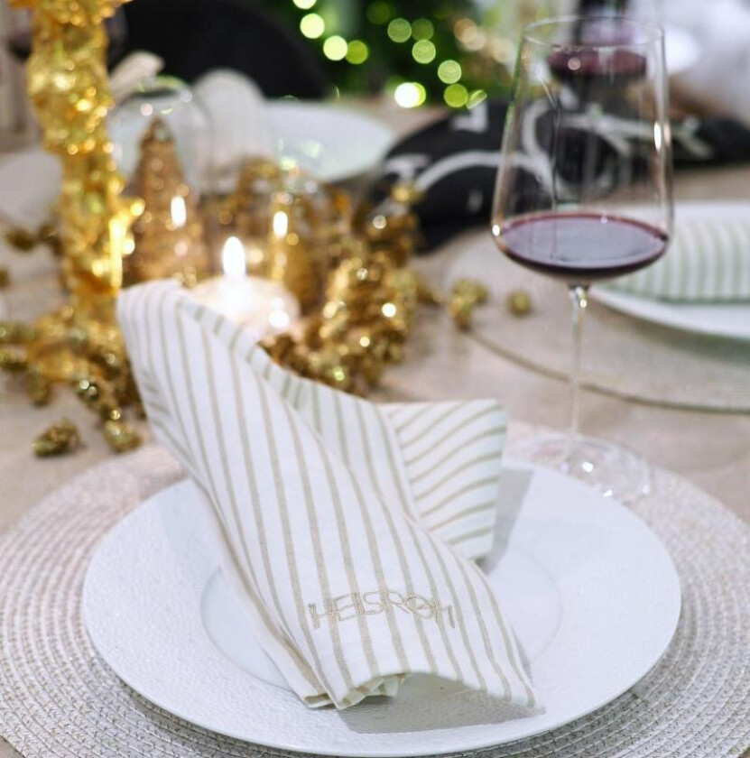 Serviett Kremhvit-Beige Striper 4pk