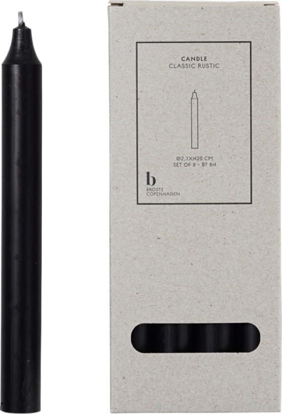 Kronelys Simply-Black 20cm 8stk