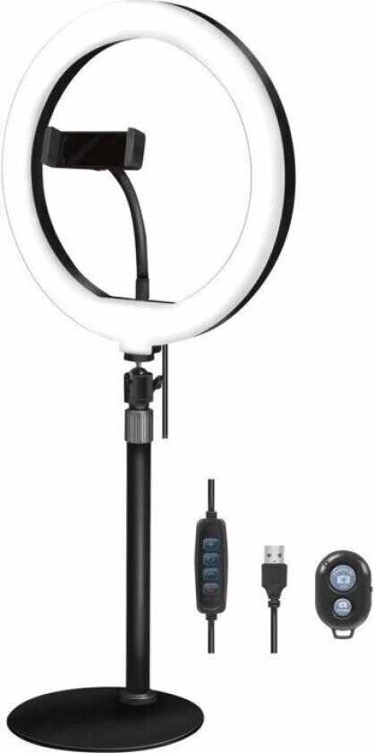 Smartphone ring light tripod with remote shutter height adjust. Ø 25 cm