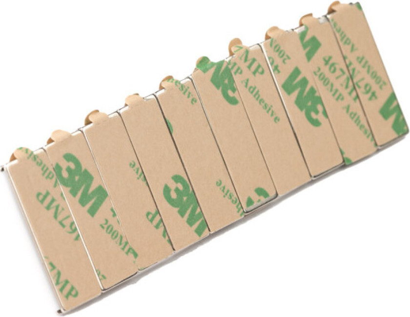 Sett av 20 magnetplater 40 x 12 x 1 mm | Praktiske selvklebende magneter