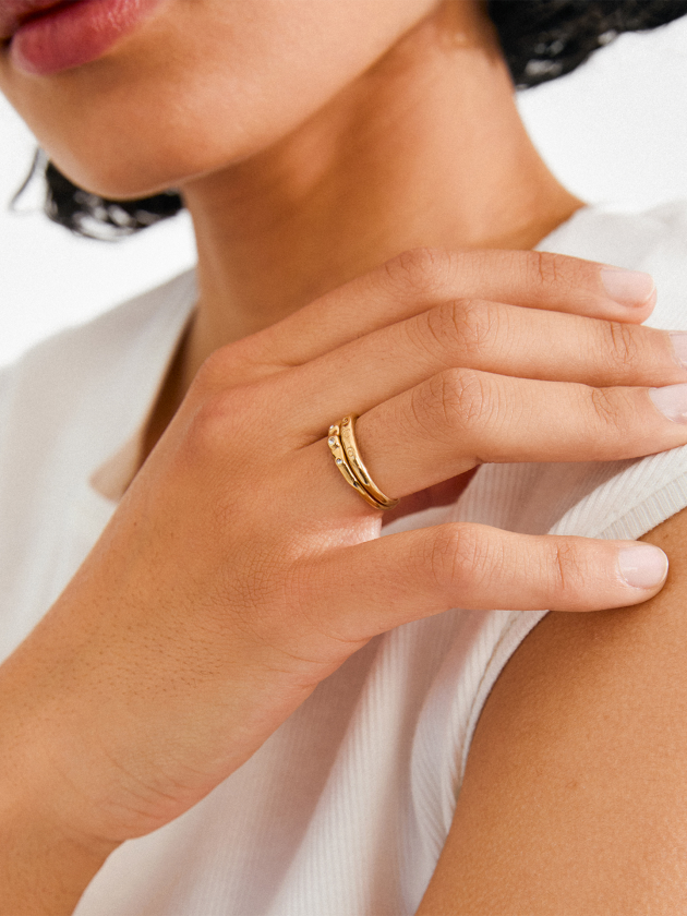 Fire Ring 2-i-1 Sett - Gull - Dame - Smykker