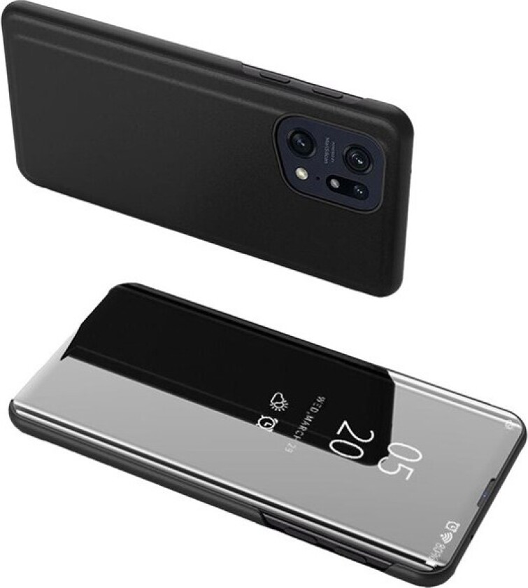 Clear View Case Cover for Oppo Find X5 Pro Cover with a Flap Black