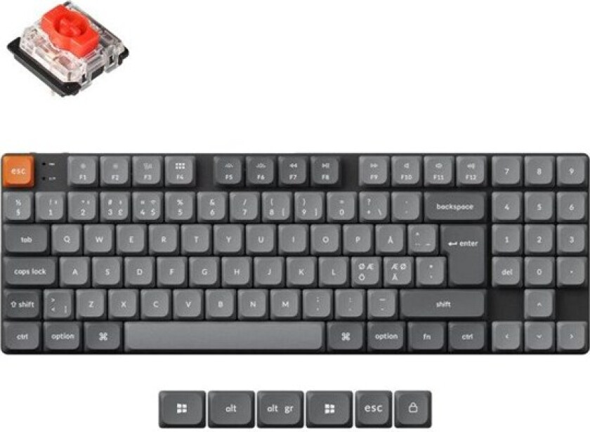 K13 Max QMK Wireless RGB Hot Swap Low Profile Red - Gamingtastatur - Uten numpad - Nordisk - Svart