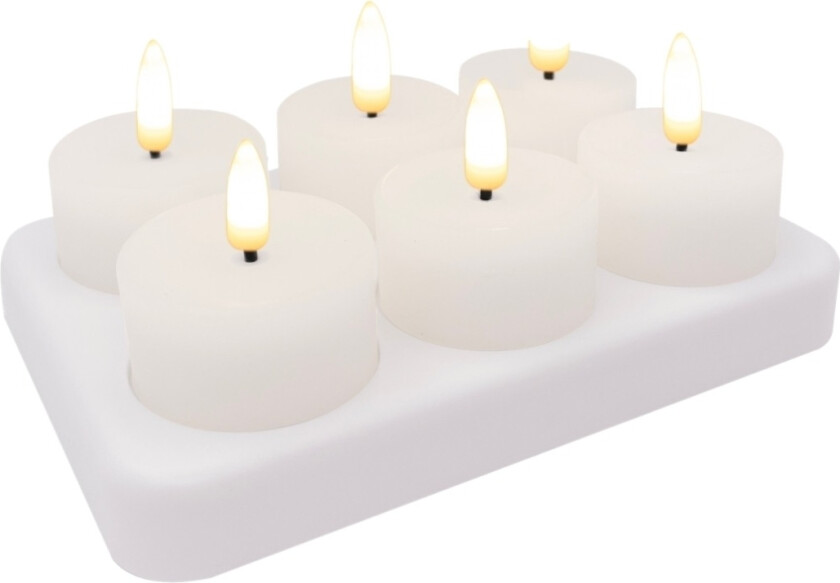 oppladbare LED-telys, 6 stk