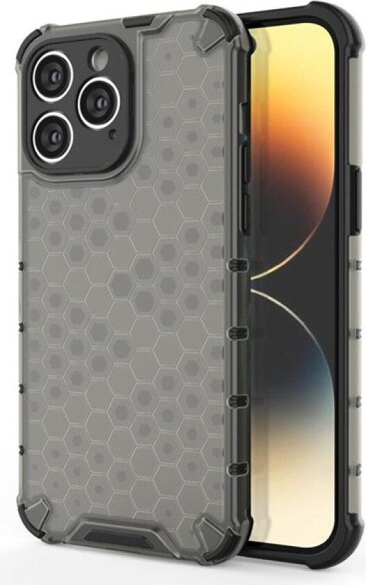 Honeycomb Case for iPhone 14 Pro Armored Hybrid Cover Black