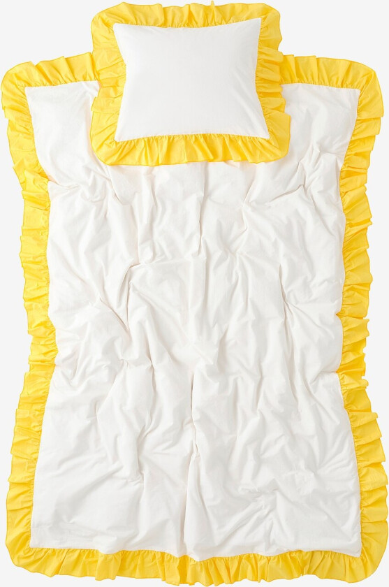 Sengesett Maryam Frill i bomullspercale 2 eller 3 stykker - Hvit