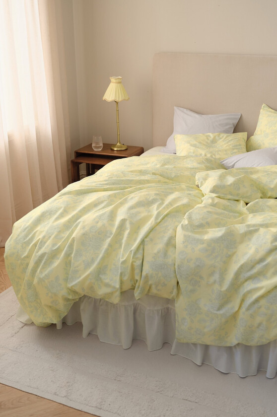 Sengesett Maryam Rose i bomullspercale 2 eller 3 stykker - Gul