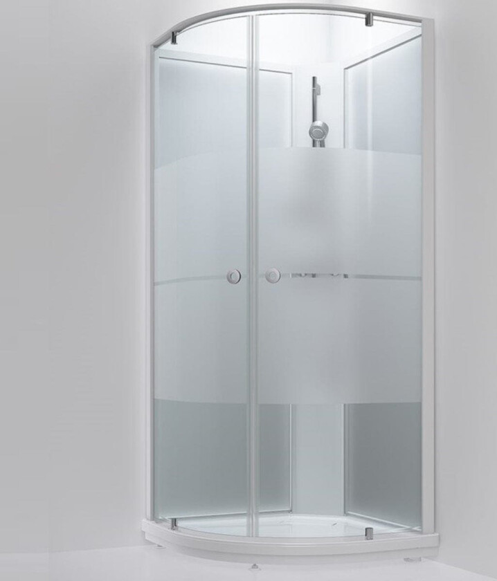 Bric 5 Dusjkabinett med Pivotdører Hvit Matt / 90x90cm Stripe Glass