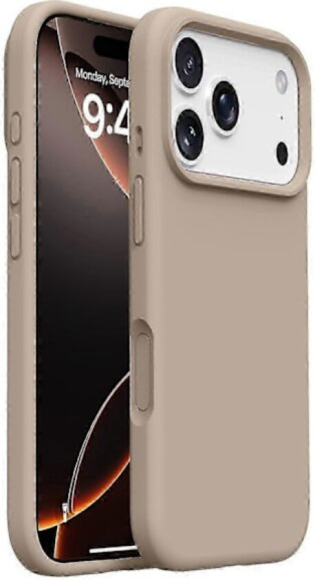 iPhone 17 Pro Max Deksel Myk Mikrofiberfôr, Flytende Silikon + PC Beskyttelse Lys Kaffe