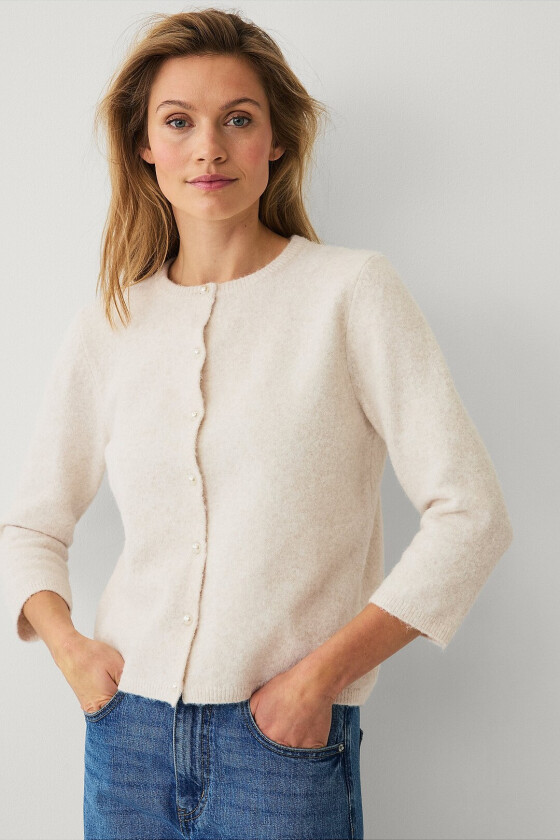 Pullover med perleknapper - Beige