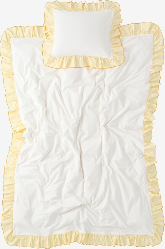 Sengesett Maryam Frill i bomullspercale 2 eller 3 stykker - Hvit