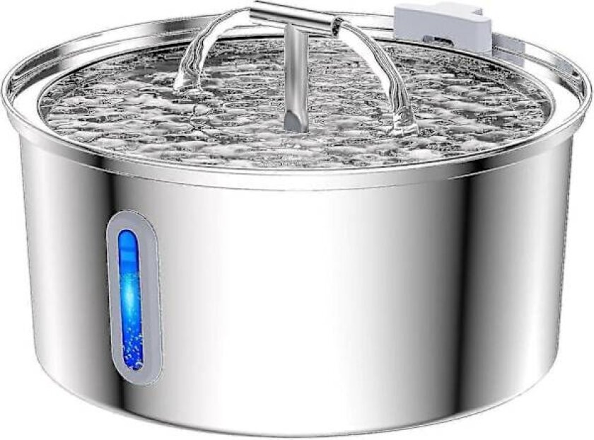 Kattevannfontene, 3,2 l, automatisk dispenser med LED-lys og filtreringssystem