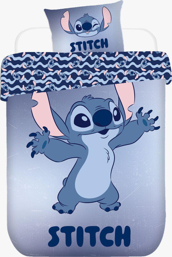 Disney Stitch Sengesett 140x200, Blå - Sengesett - 100% Bomull