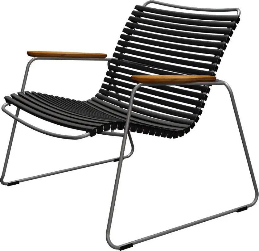 Click Roomy lounge chair Black. Frame: Grey. Armrest: Bamboo