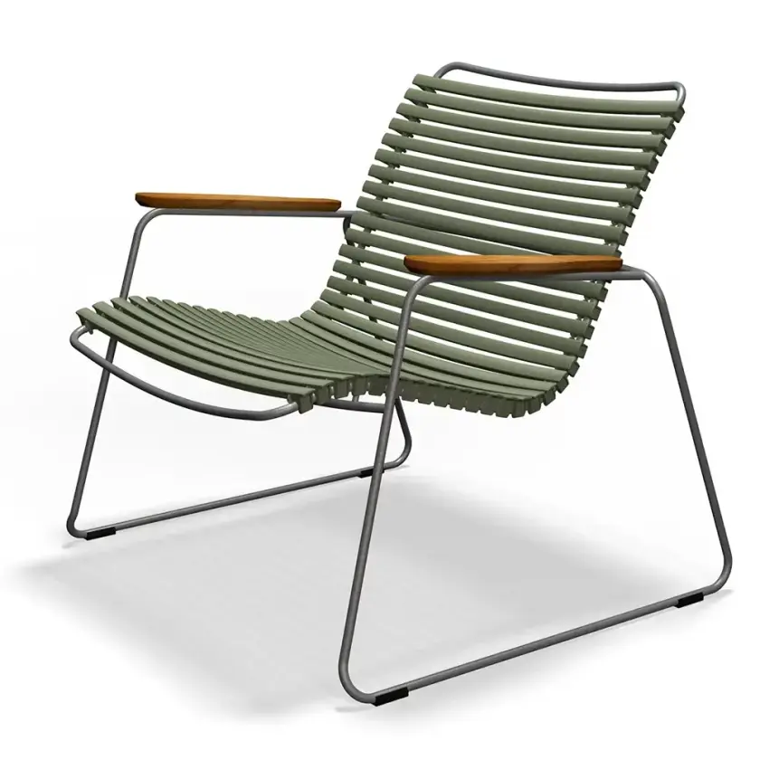 Click Roomy lounge chair Olive green. Frame: Grey. Armrest: Bamboo