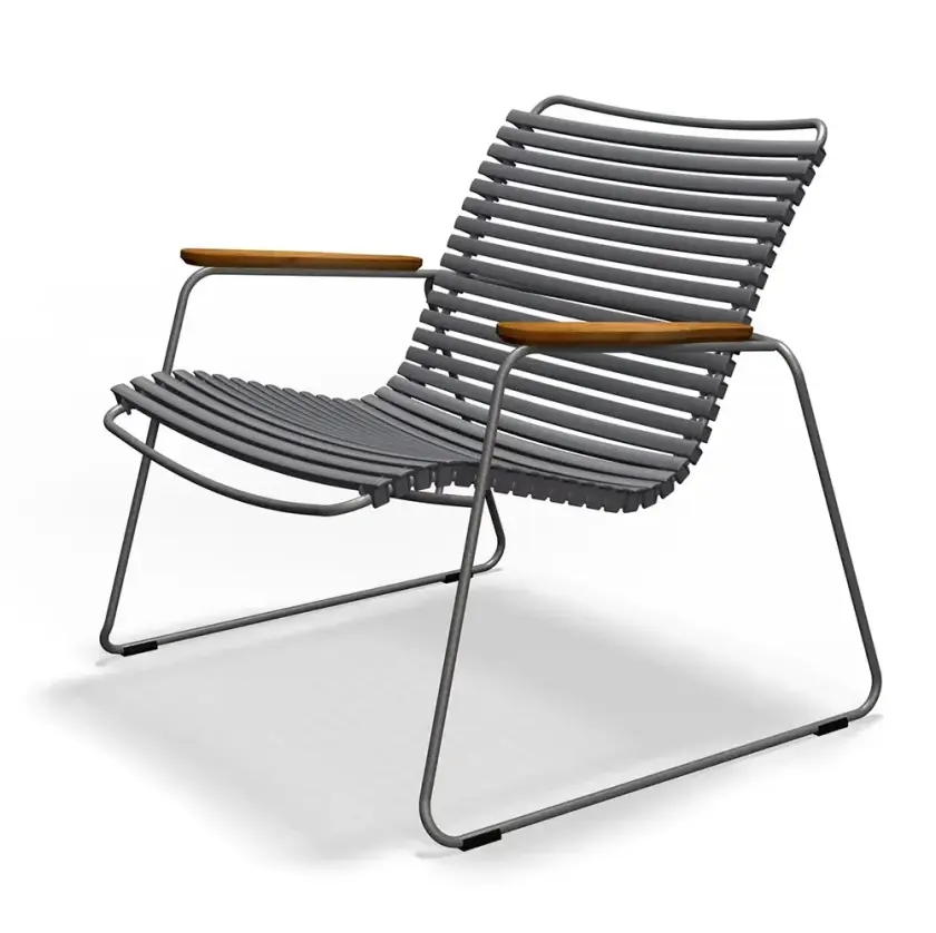 Click Roomy lounge chair Dark grey. Frame: Grey. Armrest: Bamboo