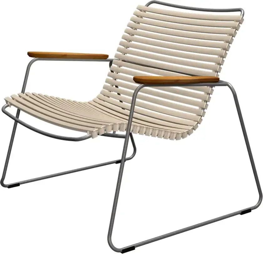Click Roomy lounge chair Beige. Frame: Grey. Armrest: Bamboo