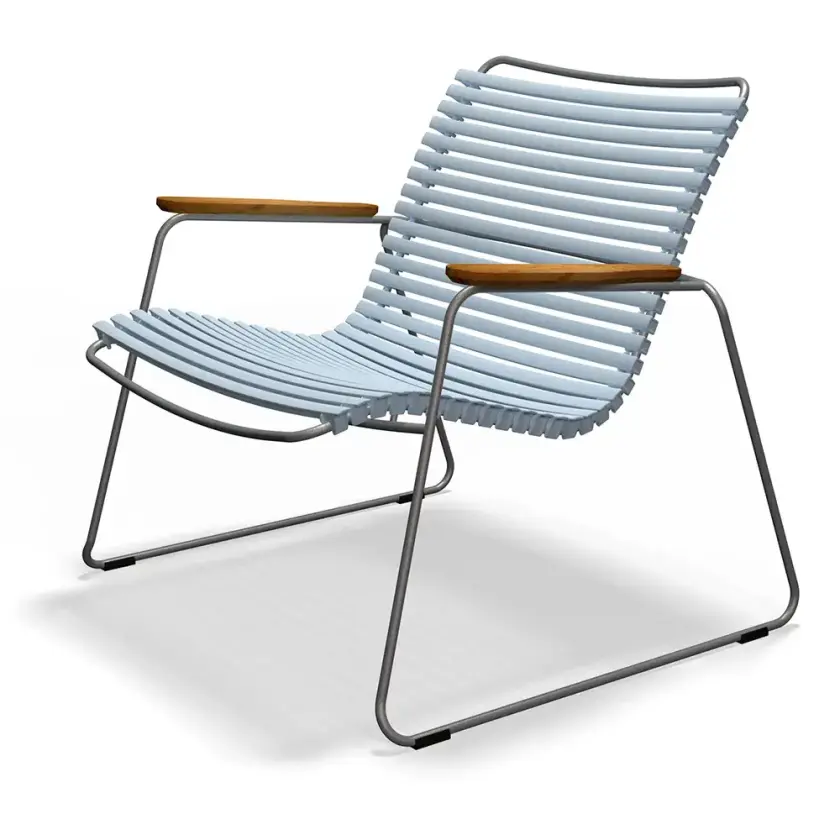 Click Roomy lounge chair Dusty Light blue. Frame: Grey. Armrest: Bam