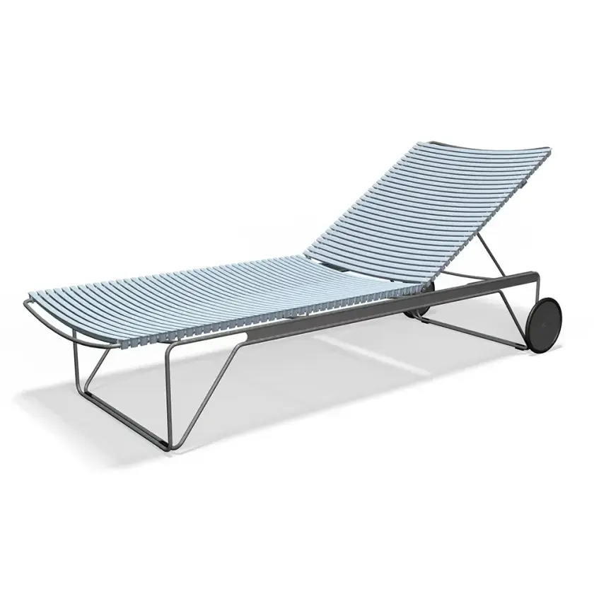 Click Adjustable chaise longue Dusty Light blue. Frame: Grey