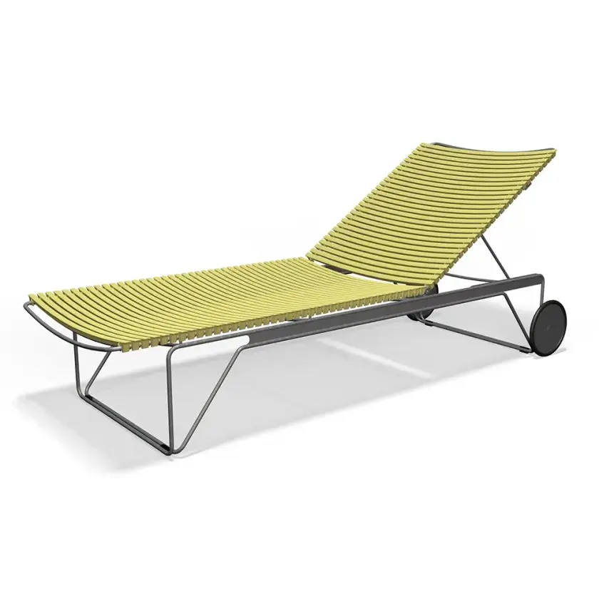 Click Adjustable chaise longue Lemon zest. Frame: Grey