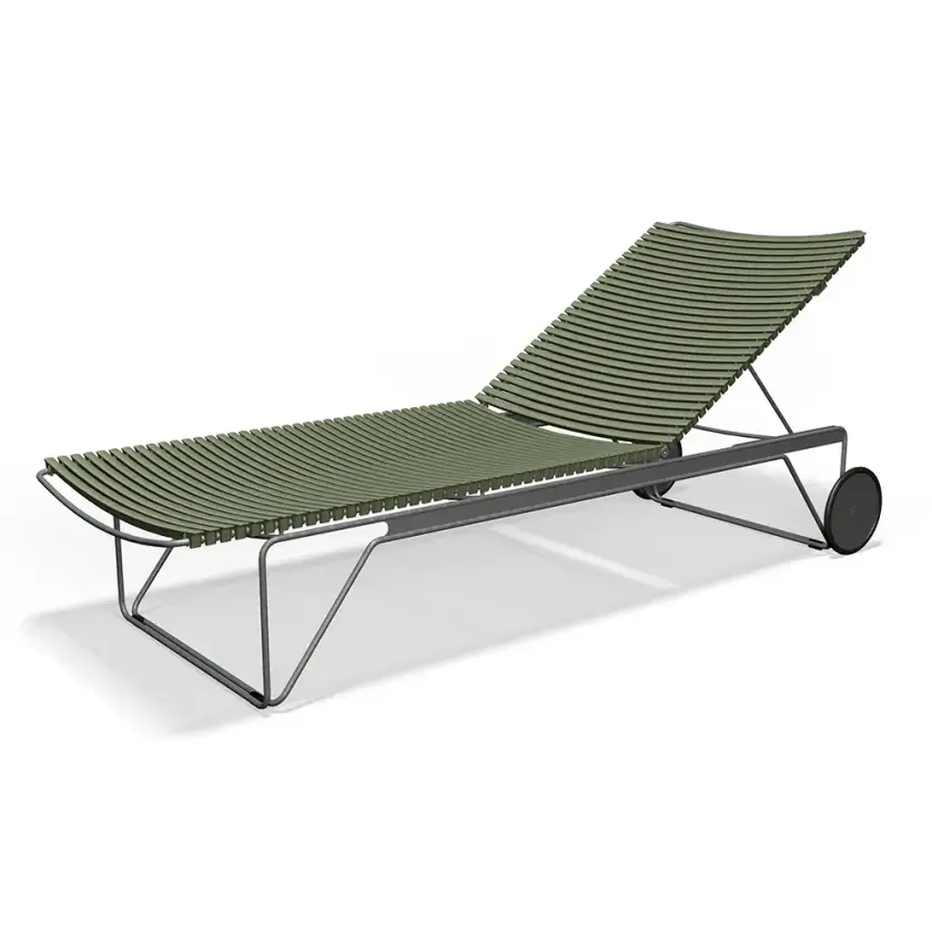 Click Adjustable chaise longue Olive green. Frame: Grey