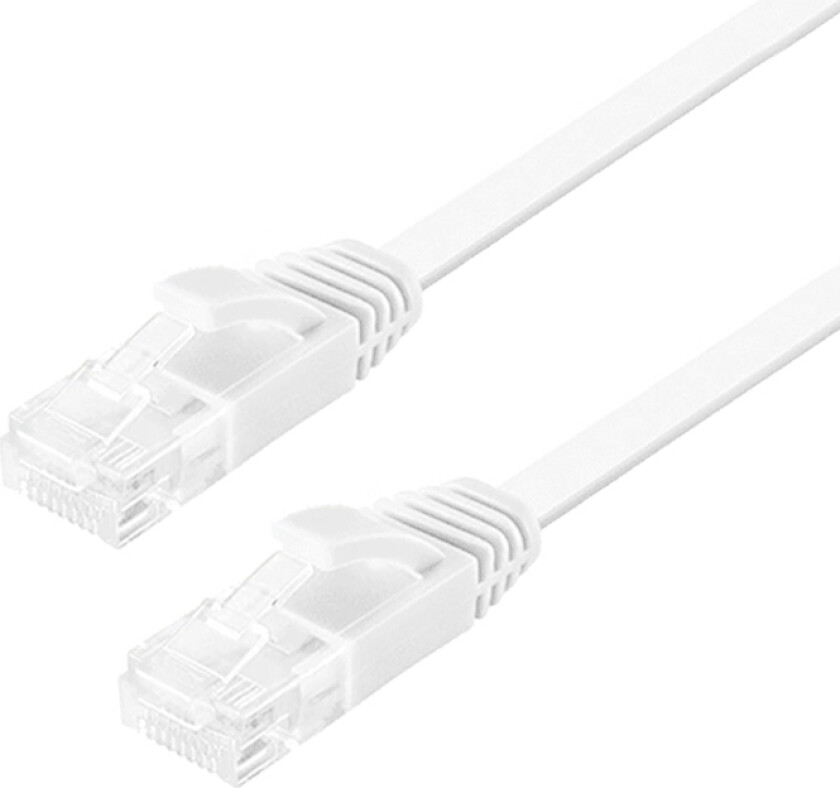 NÖRDIC Cat6 U / UTP flat nettverkskabel 10m 250MHz båndbredde og 10Gbps overføringshastighet hvit