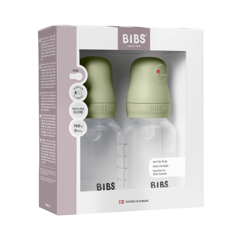 Baby Bottle Round Silicone 2 Pack Slow Flow - Sage - 150 ml