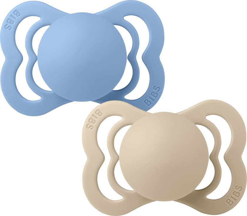 Pacifier Supreme 2 PACK Silicone - Vanilla/Sky Blue - Size 1