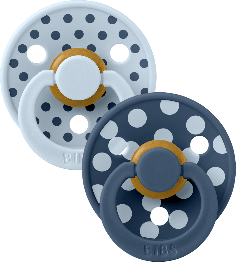Pacifier Studio Colour 2 PACK Polka Latex - Baby Blue/Steel Blue - Size 2