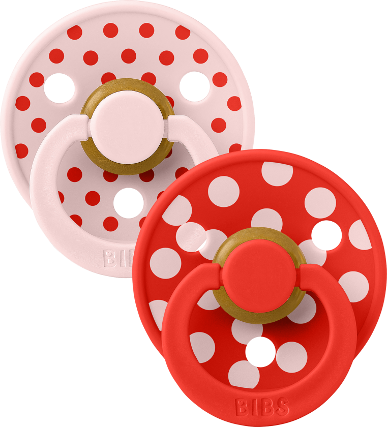 Pacifier Studio Colour Polka Latex - Blossom/Candy Apple - Size 1