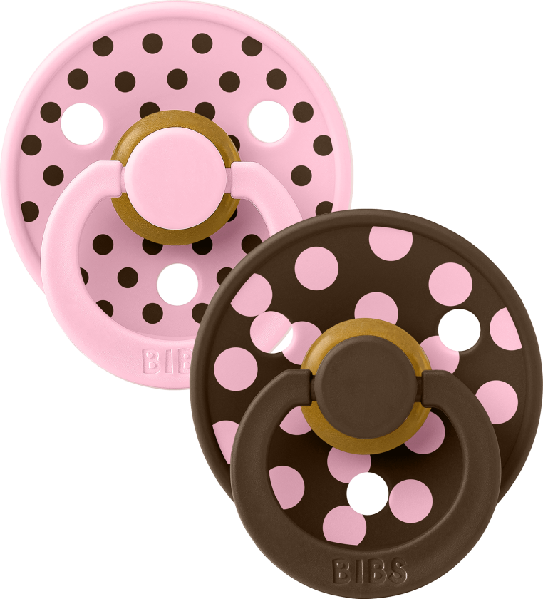 Pacifier Studio Colour 2 Pack Polka Latex - Baby Pink/Mocha - Size 1