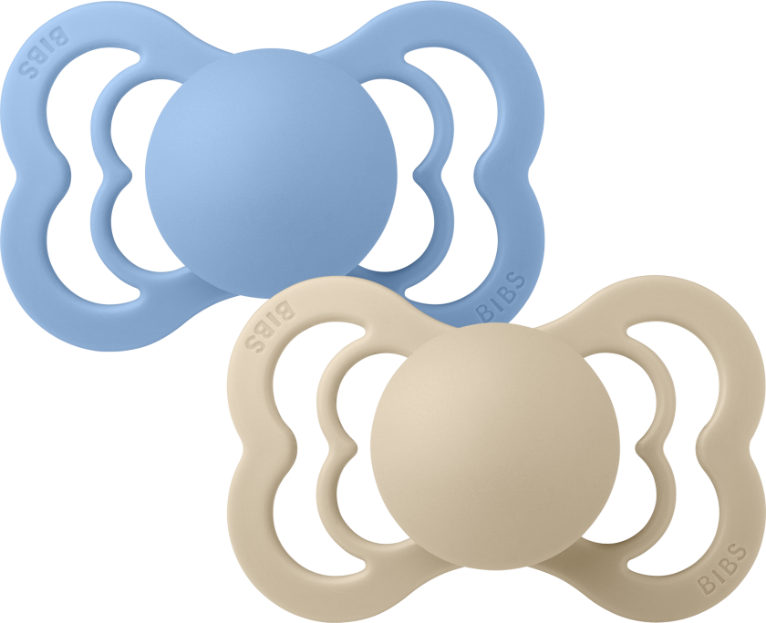 Pacifier Supreme 2 PACK Silicone - Vanilla/Sky Blue - Size 2