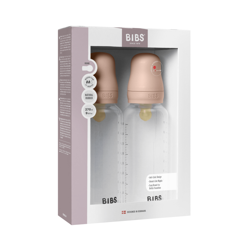 Baby Bottle Round Latex 2 Pack Medium Flow - Blush - 270 ml