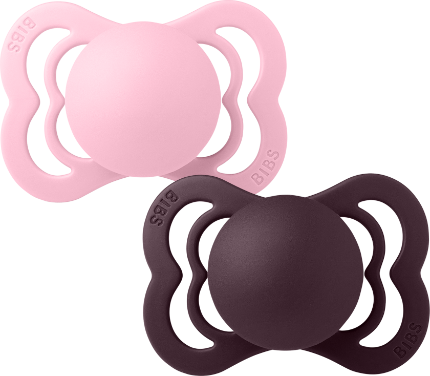 Pacifier Supreme 2 PACK Silicone - Baby Pink/Plum - Size 1