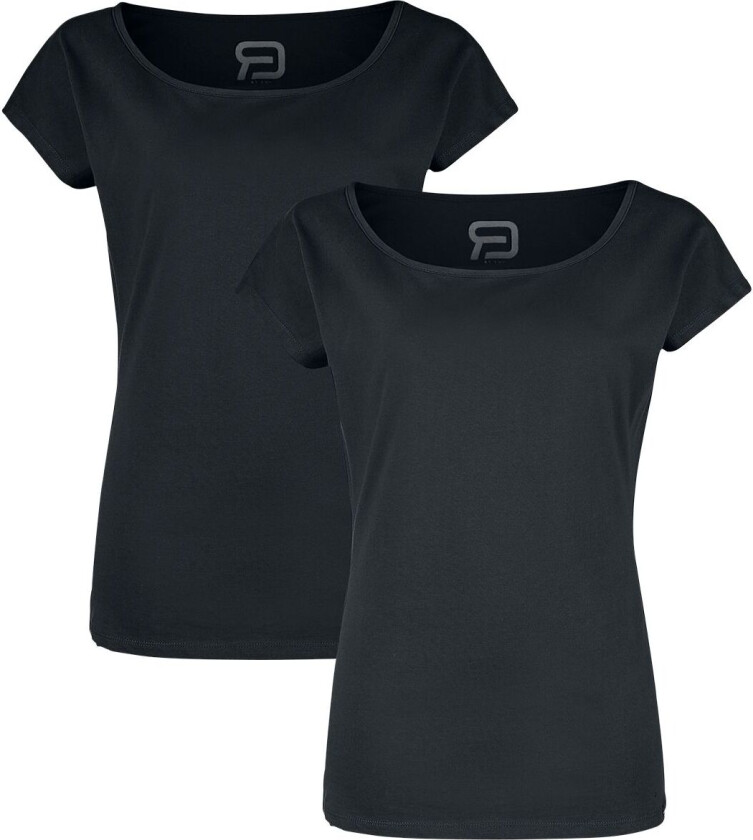 T-skjorte - T-skjorter (2-pakke) - S til XXL - Damer - svart