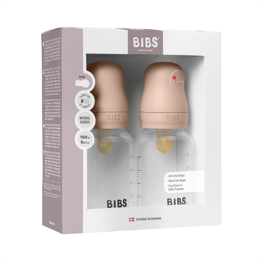 Baby Bottle Round Latex 2 Pack Slow Flow - Blush - 150 ml