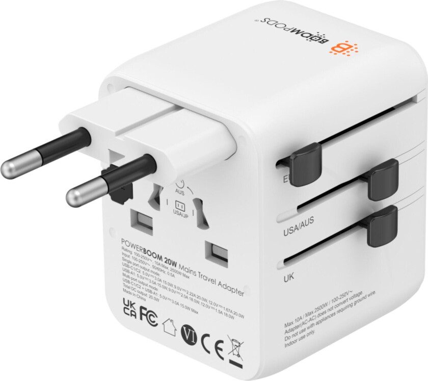 World Reiseadapter - 20W - Hvit