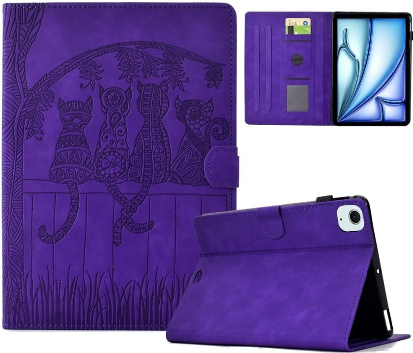 iPad Air 11 (2024) / Air (2022) / (2020) / iPad Pro 11 (2022) / (2021) / (2020) / (2018) Etui lærdeksel til nettbrett med kortspor - Lilla