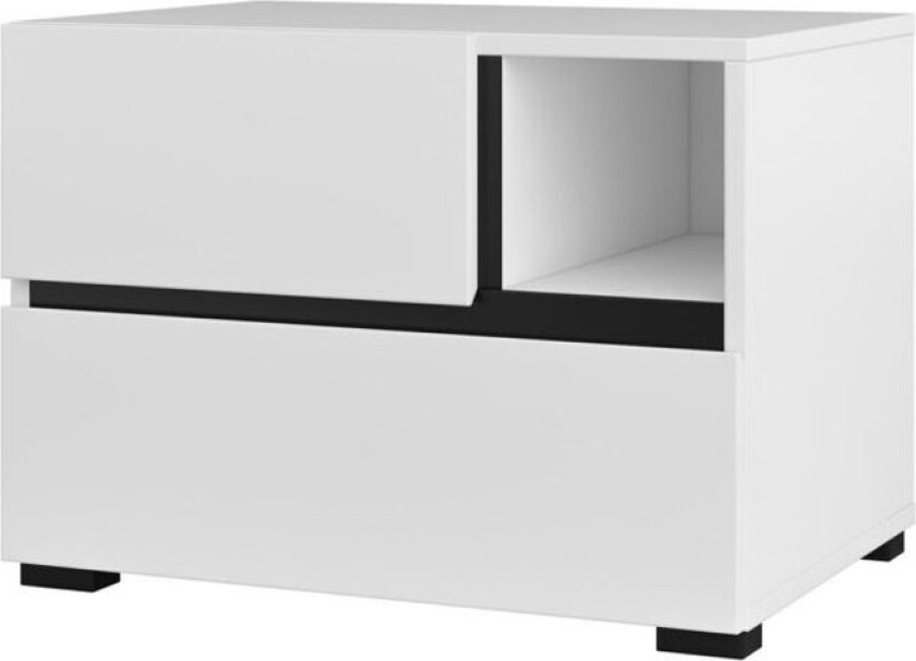 Nattbord Cross S med 2 skuffer - Hvit